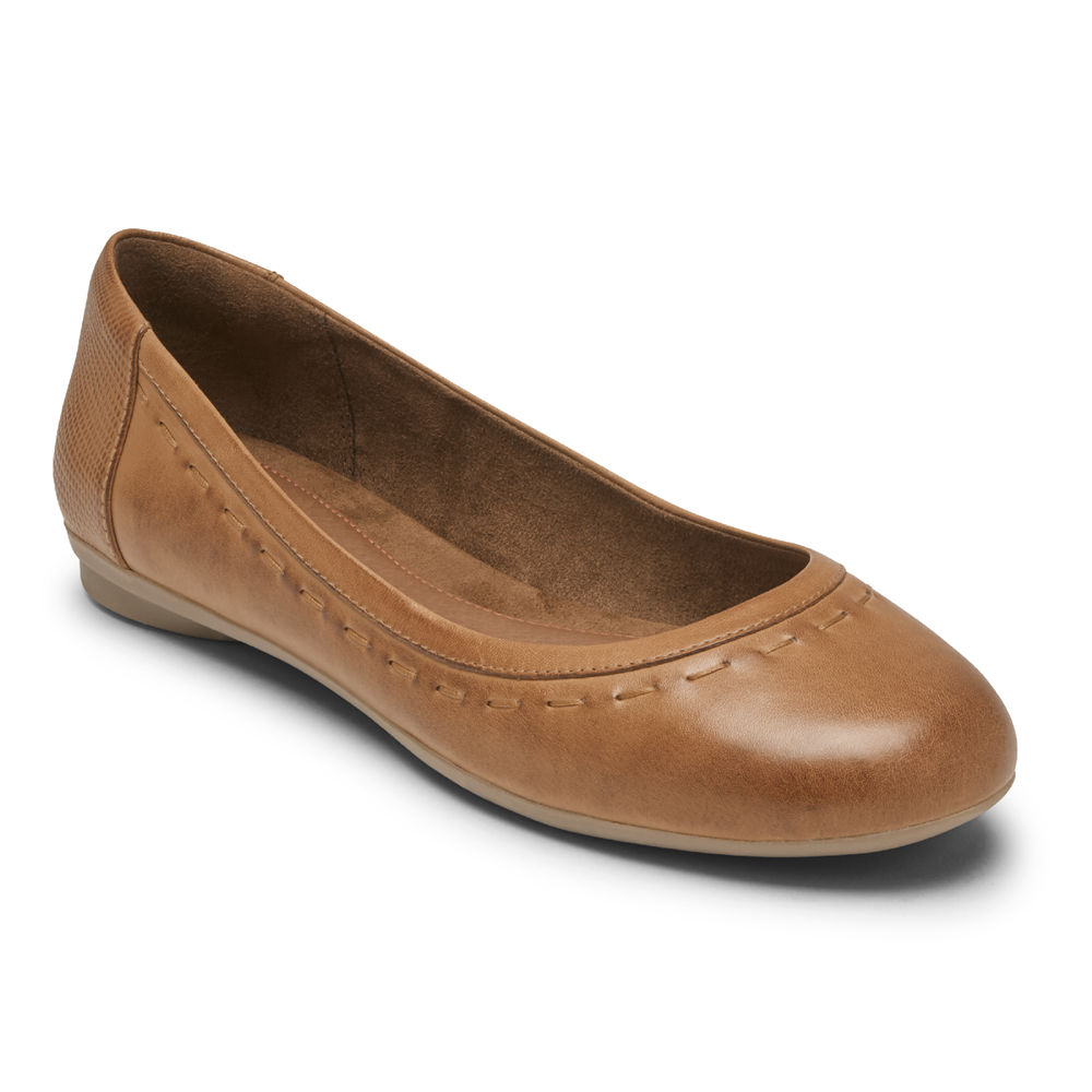 Sapatos Frouxos Rockport Mulher Marrom - Cobb Hill Maiika Ballet - 27180NVPB